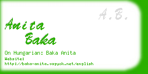 anita baka business card